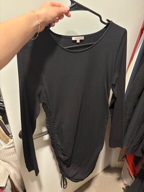 Aritzia Black Long-Sleeve Ruched Side Dress